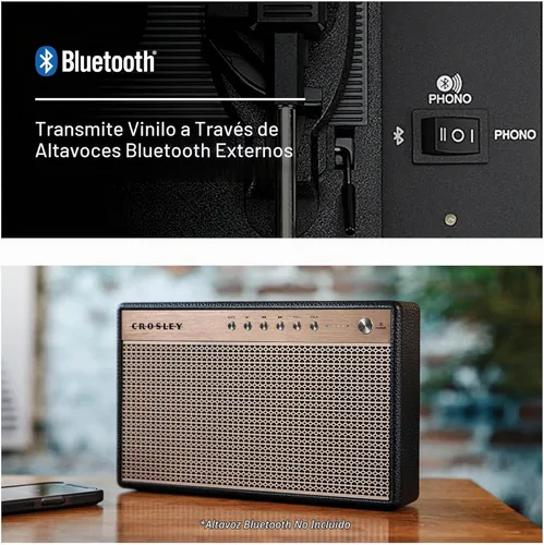 Vista 6 de Crosley CR8005F-AC Cruiser Plus - Tocadiscos vintage de 3 velocidades con Bluetooth, tipo maletín, reproductor de discos de vinilo, tablero
