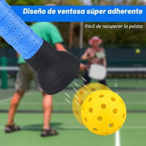 Vista 3 de TOBWOLF 2 piezas de recolector de pelotas de pickleball, recogedor superior de pickleball de silicona, succión universal para pala de pickleball