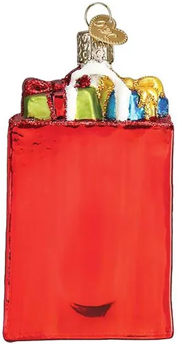 Vista 2 de Old World Christmas Bolsa de compras navideñas Adornos soplados de vidrio para árbol de Navidad
