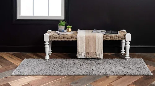 Vista 6 de Unique Loom Trellis Shag Collection - Alfombra de pasillo geométrica, moderna, marroquí, celosía, gris (2 x 7 pies)