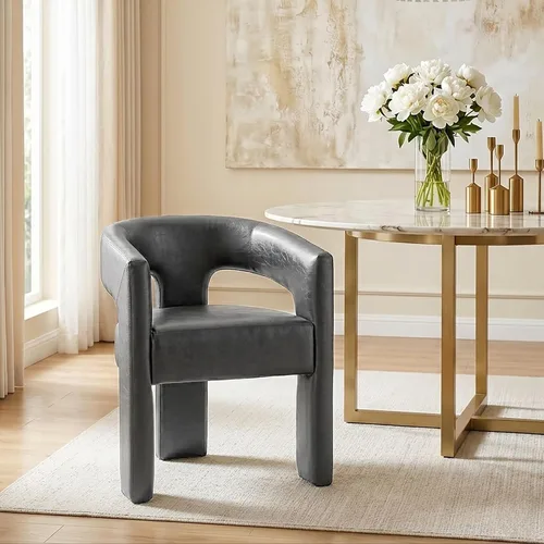 Vista 20 de Modernas sillas de comedor, silla de sherpa tapizada de terciopelo con respaldo, silla de tocador Boucle ensamblada cómoda para cocina, comedor