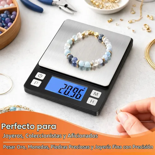 Vista 9 de Báscula digital de joyería BOMATA, escala de gramo de alta precisión de Negro