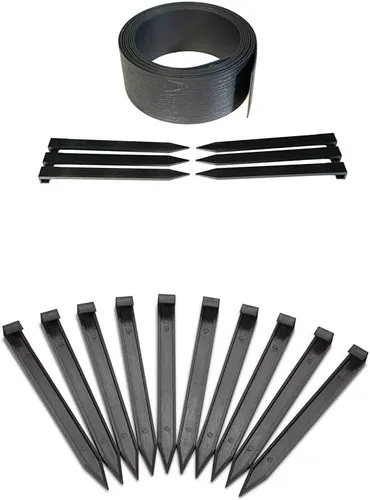 Vista 9 de EasyFlex Borde compuesto para excavar paisaje con estacas de anclaje, borde superior recto de 4.5 pulgadas, borde de borde de jardín, kit de 20 Negro