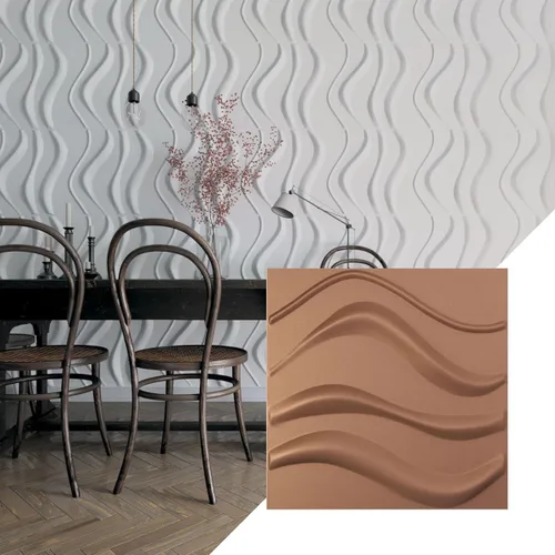 Vista 17 de Ekena Millwork 19 5/8 pulgadas de ancho x 19 5/8 pulgadas de alto Wave EnduraWall Panel decorativo de pared 3D, aluminio (cubre 2.67 pies cuadrados).