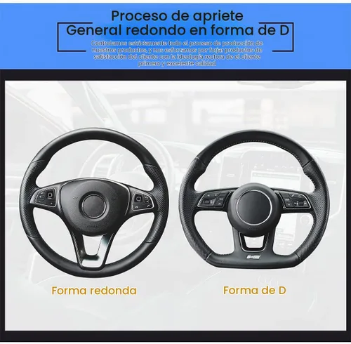 Vista 4 de Funda de cuero para volante LoyaForba, protector de volante de coche elástico universal de 38 cm, antideslizante, transpirable, sin olor, funda