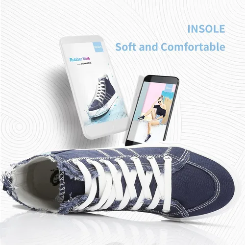 Vista 6 de Obtaom Zapatos de lino de alta calidad para mujer, tenis de lona con cordones