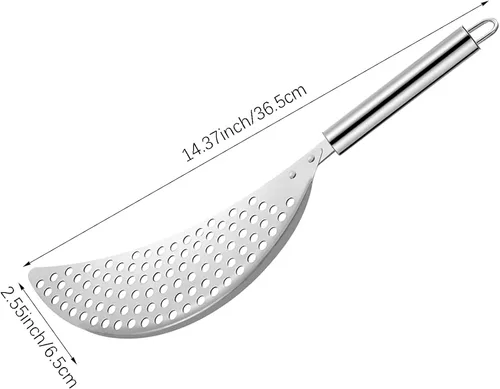 Vista 2 de Paquete de 2 coladores de acero inoxidable para grasa, para pasta, escurridor de mano para diferentes ollas, herramienta de cocina