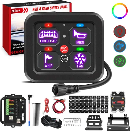 Vista 11 de Nilight Panel de Interruptores de 6 Posiciones Sistema de Relé de Control de Circuito Universal con Arnés de Cableado con Fusible LED Pod Regulable