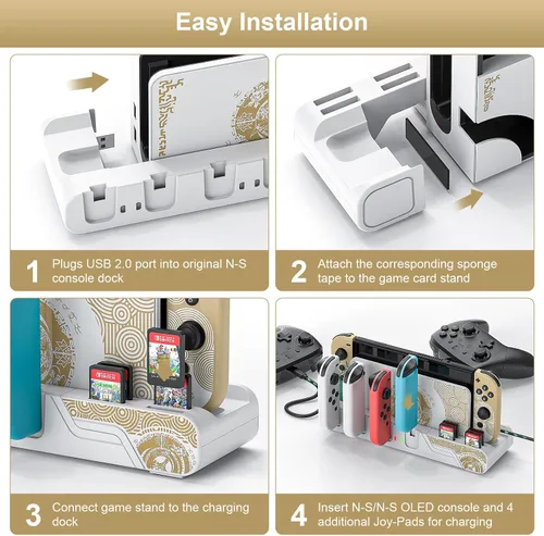 Vista 8 de Base de carga para controlador de interruptor compatible con Nintendo Switch OLED-The Legend of Zelda Tears of The Kingdom Edition y Switch