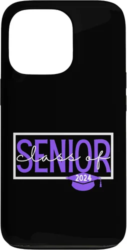 Vista 10 de iPhone 16 Seniors Class of 2024 Colors Purple and White Case