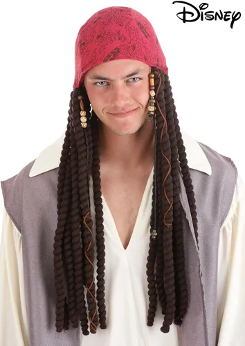 Vista 2 de Disney Jack Sparrow Costume Pirate Scarf with Attached Dreadlocks
