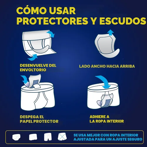 Vista 3 de Tena Protectores de incontinencia para hombres, absorción moderada, 48 unidades Engineered to fit the male anatomy, these discreet, cup-shaped