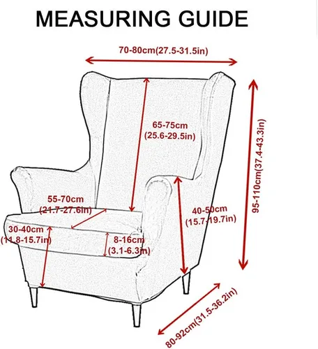 Vista 6 de Fundas para silla Wingback, 2 piezas, fundas elásticas para sillón de ala de color sólido con parte inferior elástica, protector de muebles