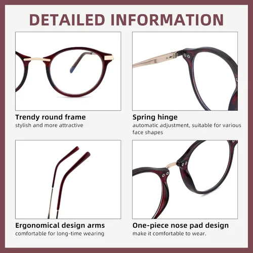 Vista 4 de Gafas de lectura redondas para mujeres y hombres, multienfoque progresivo/lente ampliada completa, bloqueador de luz azul