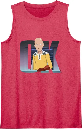Vista 3 de One Punch Man Camiseta sin mangas Saitama OK, Negro, S Blanco