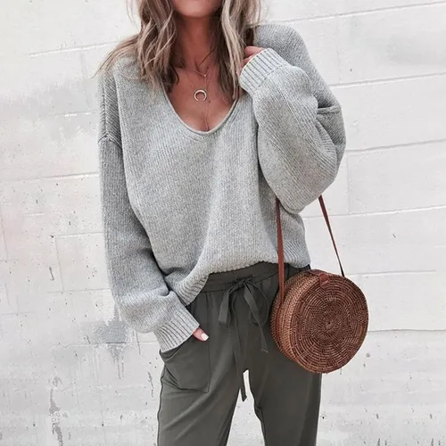 Vista 2 de De Las Mujeres Otoño Invierno Elegante CIMA Suéter Básico Tejer Manga Larga CIMA for Women