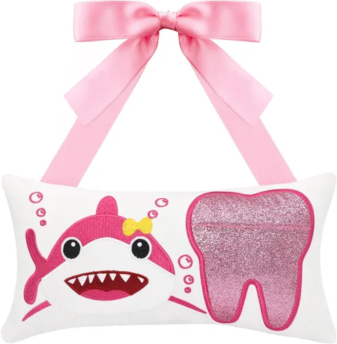 Vista 8 de Almohada de hada de dientes con bolsillo para niñas y niños, almohada de dientes de hadas de dientes, bolsa de recuerdo de dientes, 8.6 x 4.8
