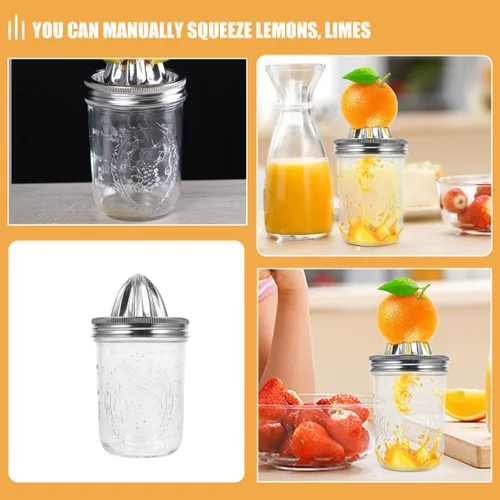 Vista 7 de DOITOOL Manual Stainless Steel Lemon Juicer and Orange Handheld Fruit Squeezer for Mason Jar 480Ml, Can Citrus Juicer for Kitchen Use