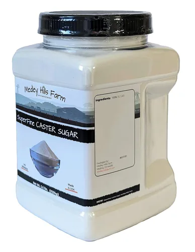 Vista 3 de Azúcar Caster Superfina de Medley Hills Farm en Recipiente Reutilizable 2.5 libras. - azúcar superfina para hornear golosinas caseras, glaseado