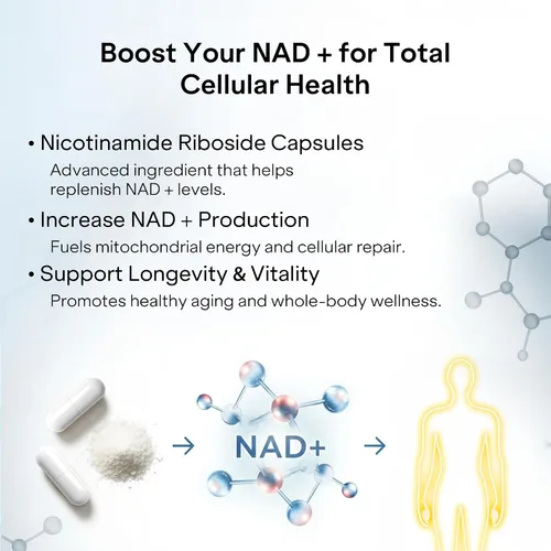 Vista 5 de Suplemento liposomal NAD+ con resveratrol - Ribosida de nicotinamida 1000 mg - Suplementos NAD para mujeres y hombres - Alternativa de suplemento