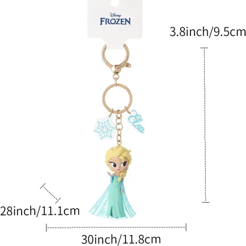Vista 3 de MINISO Lindos llaveros para mujeresniñas, colección Frozen, llavero, accesorios, muñequera para mochila, bolso, llaves de coche (Elsa), Elsa