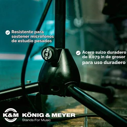 Vista 3 de K&M Konig & Meyer 21080.500.55 - Soporte de micrófono trípode con pluma telescópica Ajuste de altura del embrague Bloqueo suave al tacto Negro