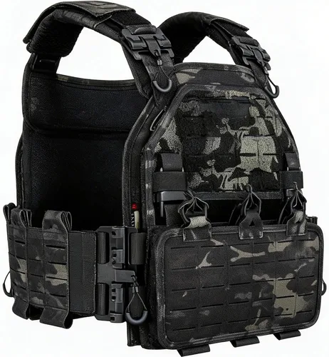 Vista 11 de vAv YAKEDA Chaleco táctico de liberación rápida con corte láser multicam, chaleco ligero
