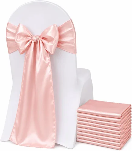Vista 9 de Bandas de satén para silla, elegantes de alta calidad, 6 x 108 pulgadas, perfectas para bodas, fiestas y eventos