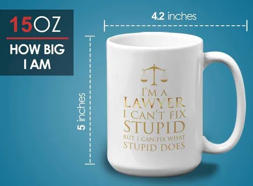 Vista 6 de Bubble Hugs Lawyer - Taza de café de 15 onzas, color blanco – I'm A lawyer I Can't Fix Stupid – Funny Witty Attorney US Court Feminist Law Juez