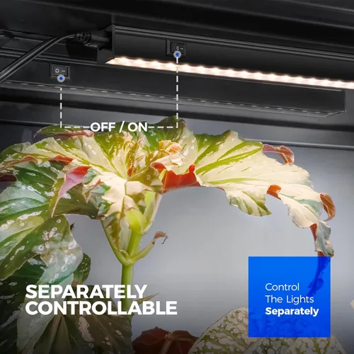 Vista 5 de Barrina Luces de crecimiento T5, lámpara de crecimiento de 1 pie para plantas de interior de espectro completo, bombillas LED de cobertura negra