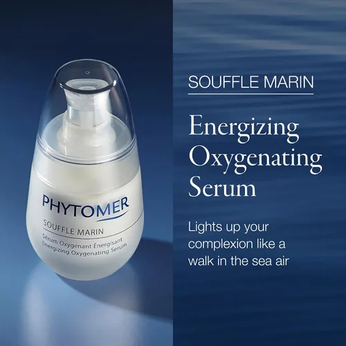 Vista 2 de Phytomer Souffle Marin - Suero facial energizante Suero oxigenante antienvejecimiento para cara y cuello Crema hidratante facial corrige la piel