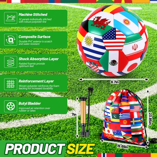 Vista 2 de Realspring Balón de fútbol tamaño 5 para fiesta, operación de Navidad, bolas de fútbol con bomba y bolsa de almacenamiento para deportes