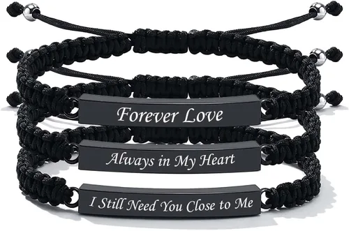 Vista 82 de Pulsera de urna personalizada para cenizas, recuerdos de joyería de cremación para mujeres y hombres, pulsera ajustable de cuerda tejida hecha a