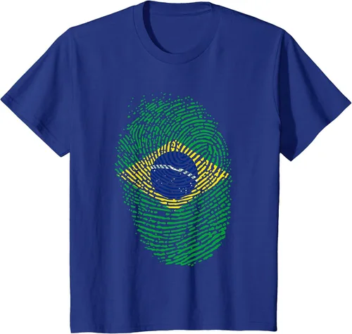 Vista 24 de Camiseta patriótica de la bandera brasileña con huella dactilar Asphalt Grey