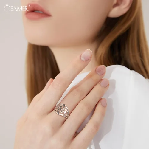 Vista 18 de TEAMER Anillo de nudo de brujas, amuleto celta de acero inoxidable, joyería vintage para mujer