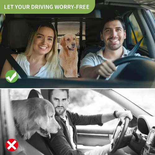 Vista 4 de Barrera de red para automóvil para SUV, barrera para mascotas con cuerda ajustable y bolsa de almacenamiento, barrera de valla para perros