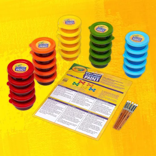 Vista 5 de Crayola Juego de Pintura a Prueba de Derrames (25 unidades), Pintura Lavable para Niños, Suministros de Manualidades para Niños, Regalo Navideño