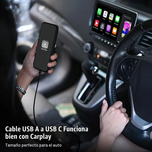 Vista 2 de Paquete de 3 cables negros [3.3 pies+3.3 pies + 6 pies] USB A a USB C, cable USB a USB C Carplay para iPhone 16 15 Pro Plus Pro Max, para iPad