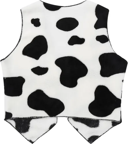 Vista 3 de renvena Disfraz de vaquera unisex de 3 piezas para niños, chaqueta de vaca, chaleco, blusas, bandana, sombrero de fieltro, vestido de fiesta