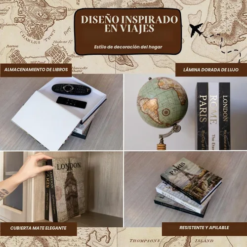 Vista 4 de Libros decorativos para decoración del hogar, hermoso juego de 3. Cajas decorativas, no páginas en el interior. Libros Decorativos para Mesa