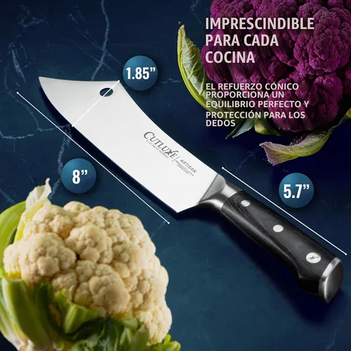Vista 6 de Cutluxe Cuchillo Cleaver de Chef – Cuchillo de Carnicero Cleaver de Carne de 8" – Hoja de Acero Alemán, Espiga Completa, Diseño de Mango Ergonómico