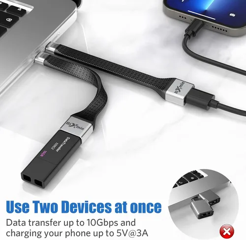 Vista 3 de Rixmie Adaptador USB C a USB A OTG - Cable tipo C a USB A macho a hembra, tecnología OTG de sincronización de datos de 10 Gbps, adaptador