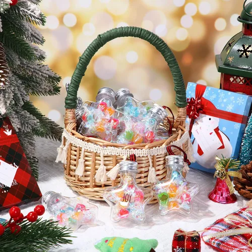 Vista 7 de Kajaia 12 bolas de alcohol de Navidad rellenables para árbol de Navidad con calcomanías de cinta a cuadros de búfalo, adornos de plástico
