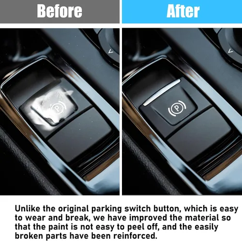 Vista 2 de Jaronx Compatible con cubierta de botón de freno de estacionamiento BMW X1 F48 2016-2019/X2 F39 2018-2019/2'F45 F46 2014-2019, interruptor