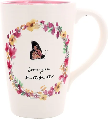 Vista 7 de Pabellón - Taza de 17 onzas para abuela, taza de café con patrón floral, taza de café de mariposas, ideas de cocina para primavera y verano, taza