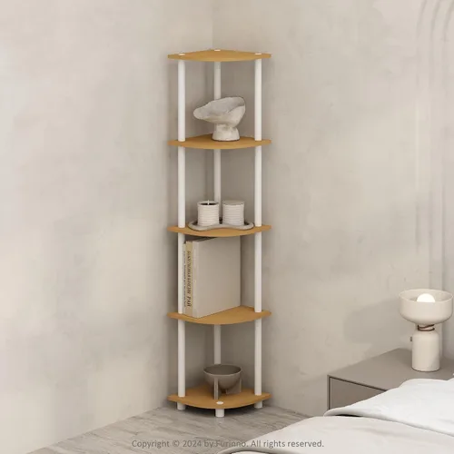 Vista 10 de Furinno Turn-N-Tube Organizador de encimera de cocina, estante organizador de encimera de esquina de 2 niveles, estante esquinero, para cocina