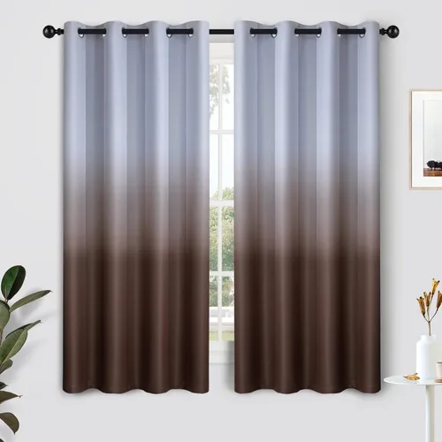 Vista 127 de SimpleHome Cortinas degradadas degradadas para oscurecer la habitación de 36 pulgadas de largo para dormitorio, con ojales y bloqueo de luz Negro