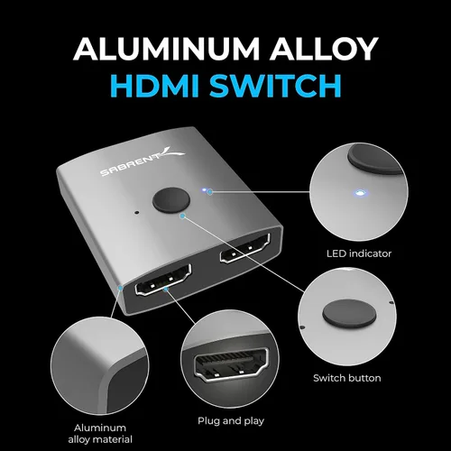 Vista 11 de SABRENT - Conmutador HDMI, conmutador HDMI 4K a 60 Hz, divisor 2 en 1 salida, compatible con HDR, 3D, Dolby, compatible con computadoras portátiles