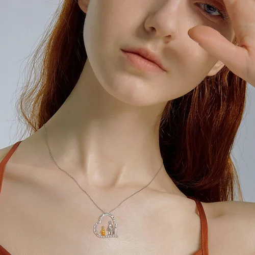 Vista 9 de Dreamboat Crystal Penguin Necklace for Women 925 Sterling Silver Crystal Necklace Heart Mother Daughter Necklace Animal Penguin Jewelry Penguin