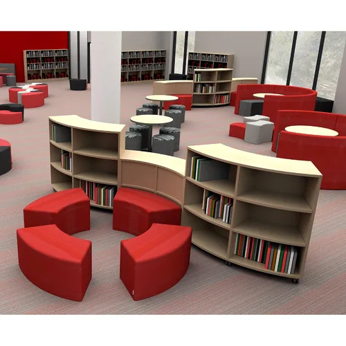 Vista 2 de Learniture Estantería móvil curva/estantería, cuatro aberturas, blanco, LNT-AVO3000WH-SO
